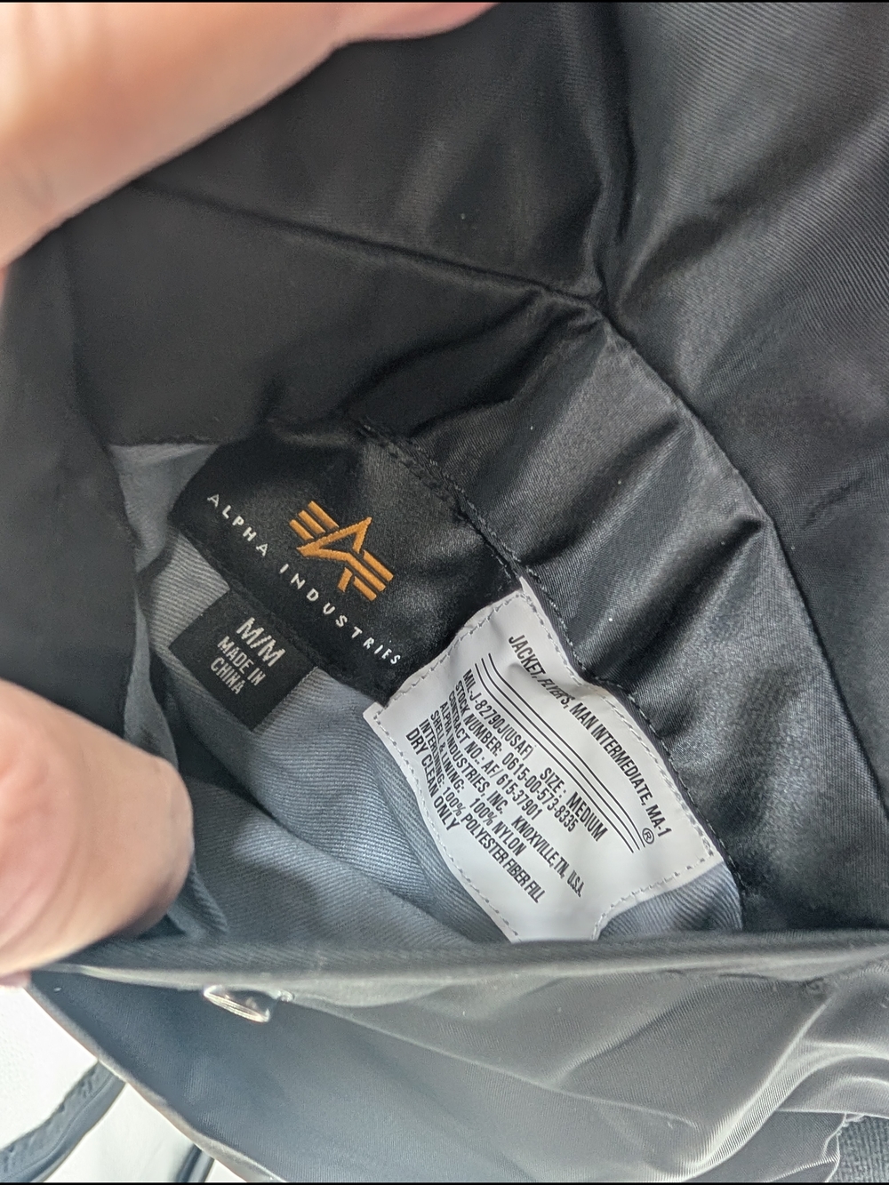Alpha Industries Black Bomber Jacket with Gold Zipper - Picture 3 of 4
